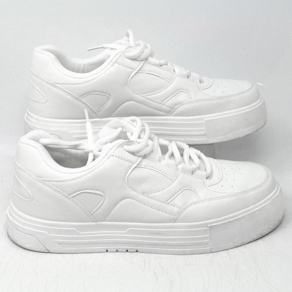 ZARA White Platform Sneakers - Minimal Athletic Style 44 EU 10/10.5 US